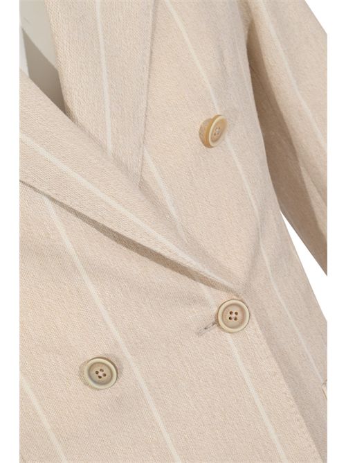 Giacca doppiopetto in misto cotone e lino a righe Eleventy | M75GIAK10 TES0M11502